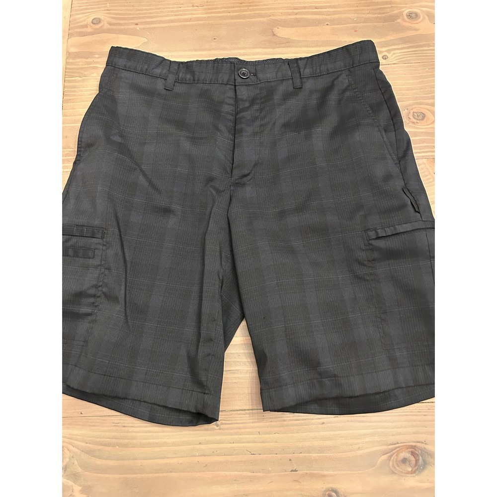 D17 Greg Norman For Tasso Elba Mens Plaid Golf Shorts 34‎ Charcoal Flat Front